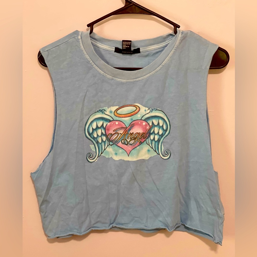 Crop baby blue angel vintage style tank